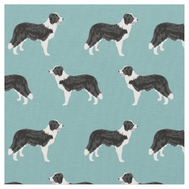 Border Collie Hund hellblau Stoff (Nahaufnahme)