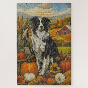Border Collie Hund Herbsternte Erntedankfest Puzzle
