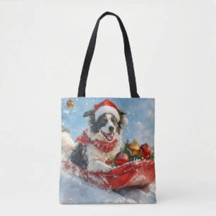 Border Collie Hund im Schlitten Lass es schneien W