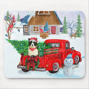 Border Collie Hund in Christmas Delivery LKW Schne Mousepad