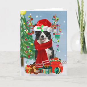 Border Collie Hund in Snow mit Weihnachtsgeschenke Karte