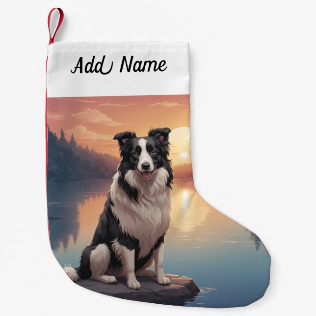 Border Collie Hund Kleiner Weihnachtsstrumpf (Vorderseite)