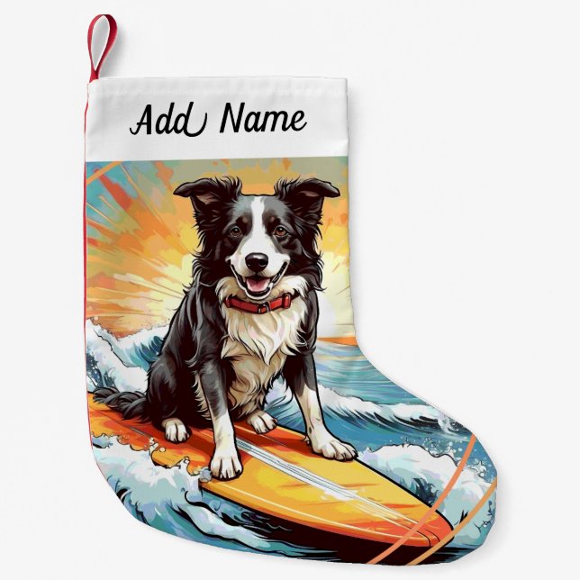 Border Collie Hund Kleiner Weihnachtsstrumpf (Vorderseite)