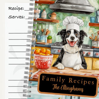 Border Collie Hund Koch Spiral Rezeptbuch Notizbuch