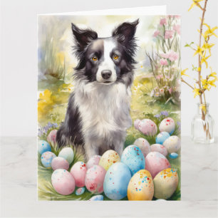 Border Collie Hund mit Ostereiern Feiertag Karte
