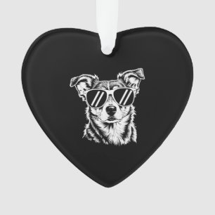 Border Collie Hund mit Sonnenbrille Vintage Hausti Ornament