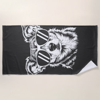 Border Collie Hund mit Sonnenbrille Vintage Hausti Strandtuch