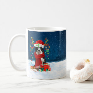 Border Collie Hund mit Weihnachtsgeschenken Kaffeetasse