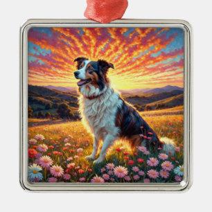 Border Collie Hund Ornament Aus Metall