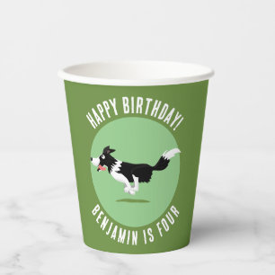 Border Collie Hund personalisierter Geburtstag Car Pappbecher