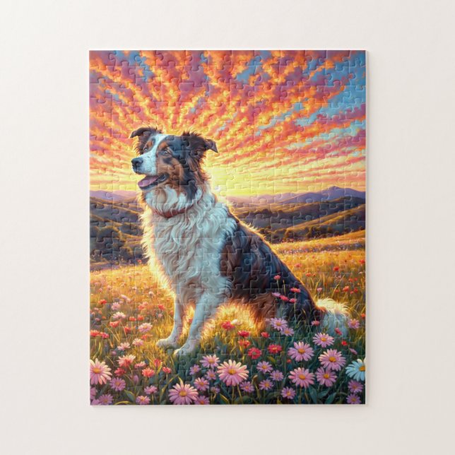 Border Collie Hund Puzzle (Vertikal)