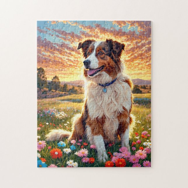 Border Collie Hund Puzzle (Vertikal)