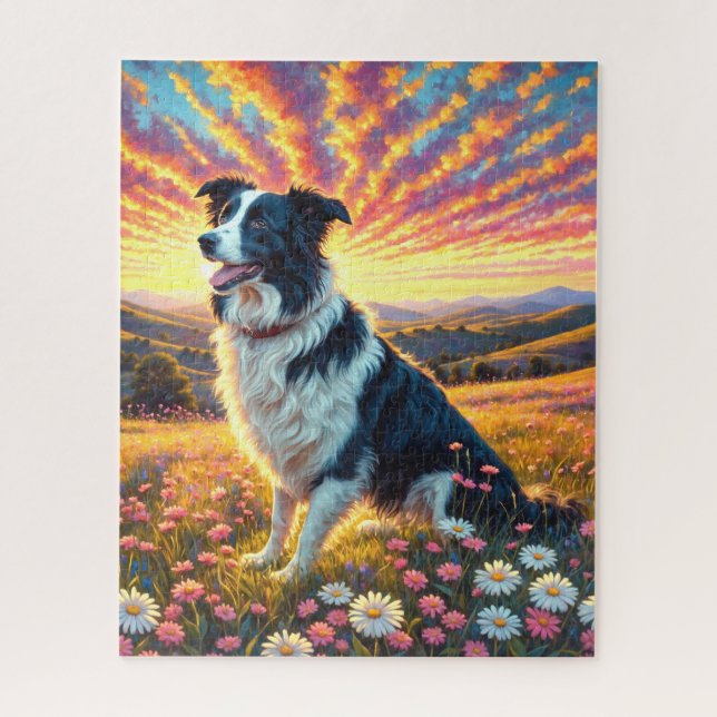 Border Collie Hund Puzzle (Vertikal)