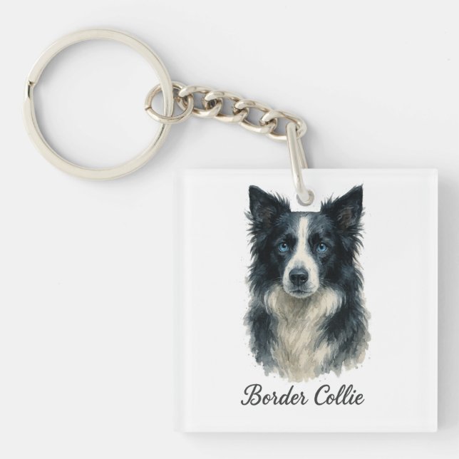 Border Collie Hund Schlüsselanhänger (Vorderseite)
