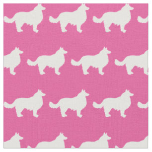 Border Collie Hund Silhouette Haustier Rosa Stoff