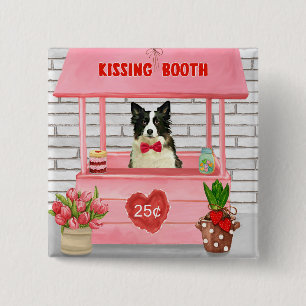 Border Collie Hund Valentinstag Kussstand Button