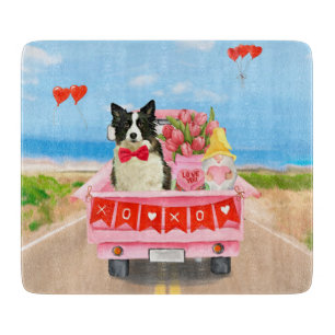 Border Collie Hund Valentinstag LKW Herzen Schneidebrett