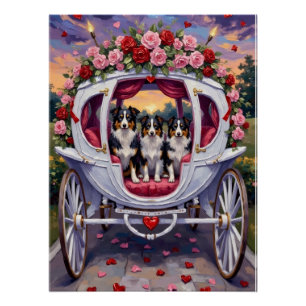 Border Collie Hund Valentinstag Poster