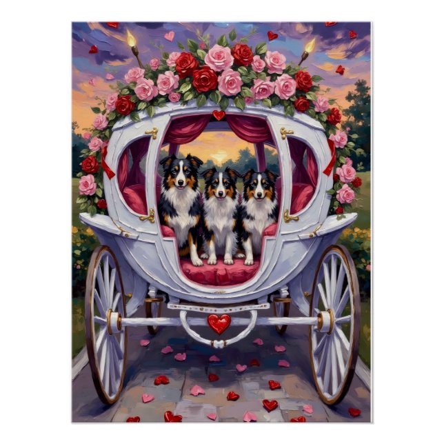 Border Collie Hund Valentinstag Poster (Vorderseite)