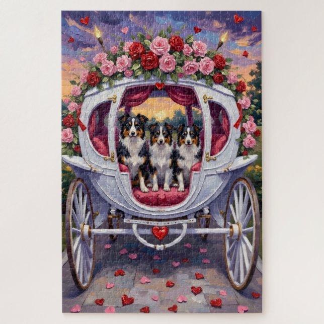 Border Collie Hund Valentinstag Puzzle (Vertikal)