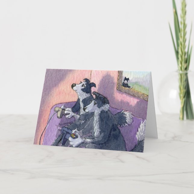 Border-Collie-Hund Videogamers, Konzentration Karte (Vorderseite)