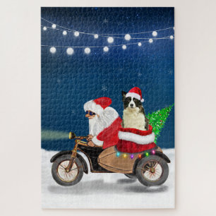 Border Collie Hund Weihnachten Santa Claus  Puzzle