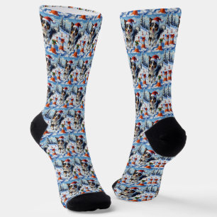 Border Collie Hund Weihnachten Schnee Agility Spaß Socken