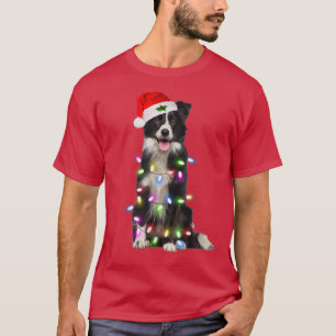 Border Collie Hund Weihnachtsbaum Lichter Weihnach T-Shirt