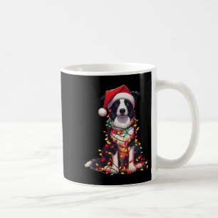 Border Collie Hund Weihnachtsbeleuchtung Santa Hut Kaffeetasse