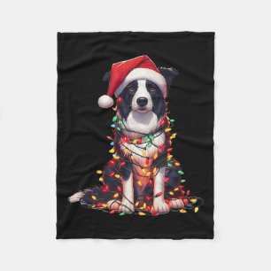 Border Collie Hund Weihnachtsbeleuchtung Weihnacht Fleecedecke
