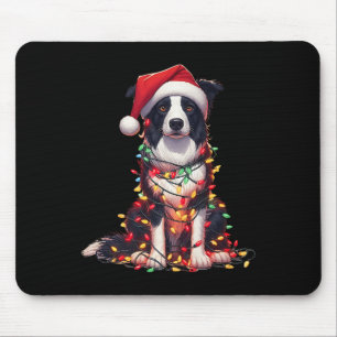Border Collie Hund Weihnachtsbeleuchtung Weihnacht Mousepad