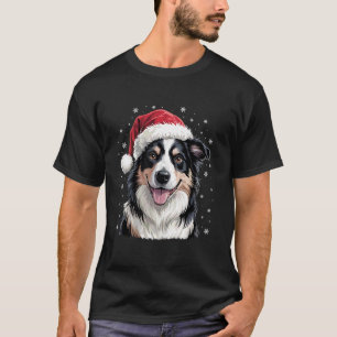 Border Collie Hund Weihnachtsmann Hut Lustig Haust T-Shirt