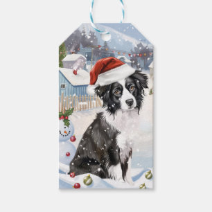 Border Collie Hund Winter Wonderland Weihnachtsfre Geschenkanhänger