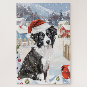 Border Collie Hund Winter Wonderland Weihnachtsfre Puzzle