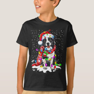 Border Collie Hund ziert Weihnachtsmannmütze an We T-Shirt