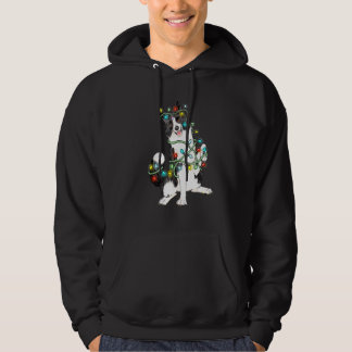 Border Collie Hunde Baum Weihnachtsbeleuchtung Xma Hoodie