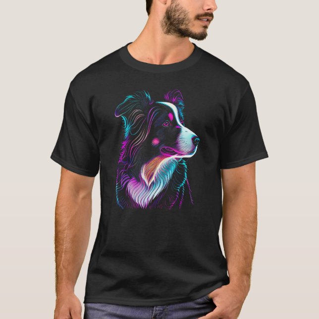 Border Collie Hunde Kunst Border Collie T-Shirt (Vorderseite)