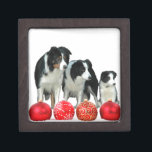 Border Collie Hunde mit Red Christmas Ornaments Kiste<br><div class="desc">Border Collie Hunde mit Red Christmas Ornaments. Speziell für Border Collie Liebhaber,  die Weihnachten feiern.</div>
