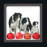 Border Collie Hunde mit Red Christmas Ornaments Schmuckkiste<br><div class="desc">Border Collie Hunde mit Red Christmas Ornaments. Speziell für Border Collie Liebhaber,  die Weihnachten feiern.</div>