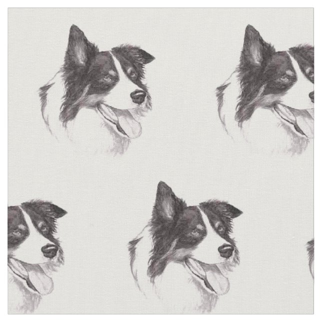 Border-Collie-Hundekunst-Gewebe Stoff (Nahaufnahme)