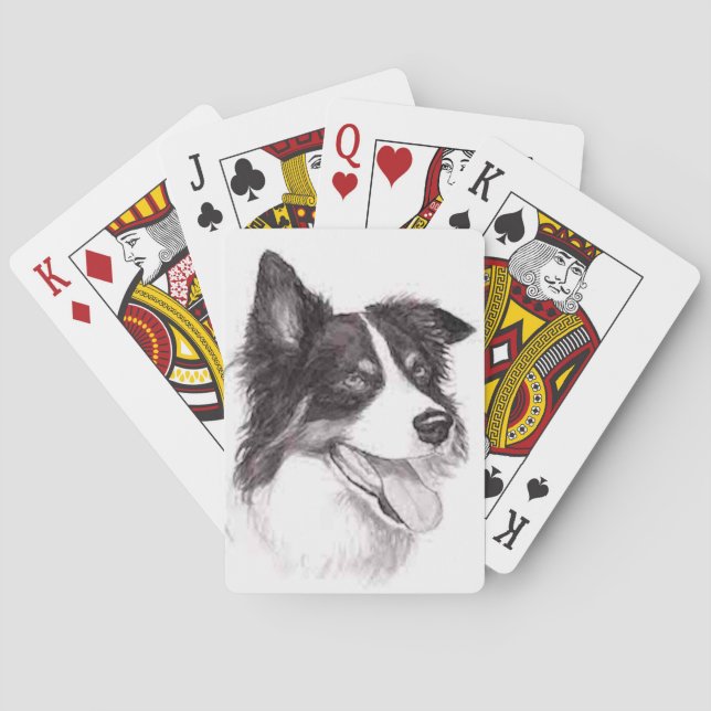Border-Collie-Hundekunst-Spielkarten Spielkarten (Rückseite)