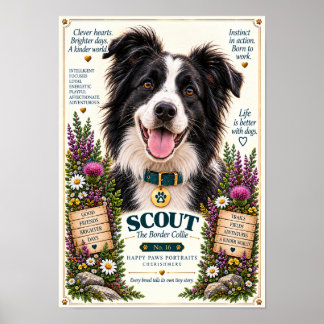 Border Collie-Hundeporträt | Scout Nr. 16 Poster