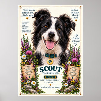 Border Collie-Hundeporträt | Scout Nr. 16 Poster