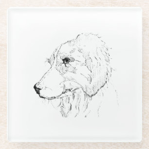 Border Collie Illustration – Minimalistische Kunst Glasuntersetzer