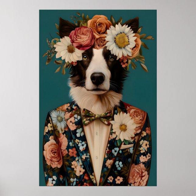 Border Collie im Anzug Poster, Border Collie Poster (Vorne)