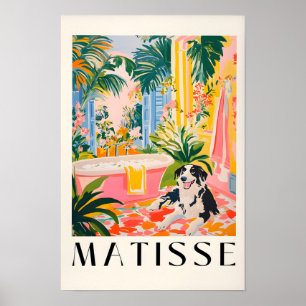 Border Collie im Badezimmer Kunst Druck, Matisse W Poster