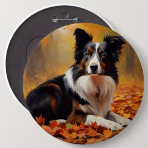 Border Collie im Herbst Leaves Fall Inspiriert Button