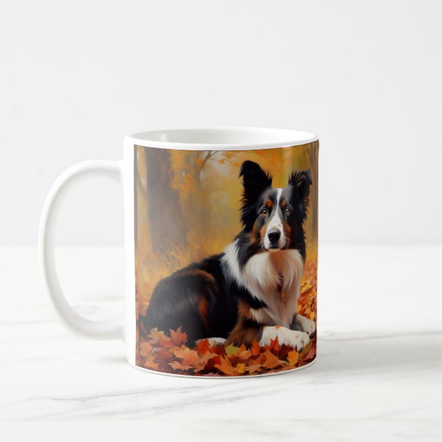 Border Collie im Herbst Leaves Fall Inspiriert Kaffeetasse (Links)