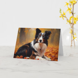 Border Collie im Herbst Leaves Fall Inspiriert Karte