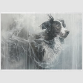 Border Collie in a Cloud of Smoke Decoupage Seidenpapier